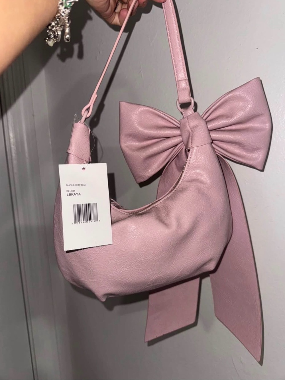 Betsy Johnson Women's Pink Bow Shoulder Bag - Elegant Soft Faux Leather - Picture 2 of 3